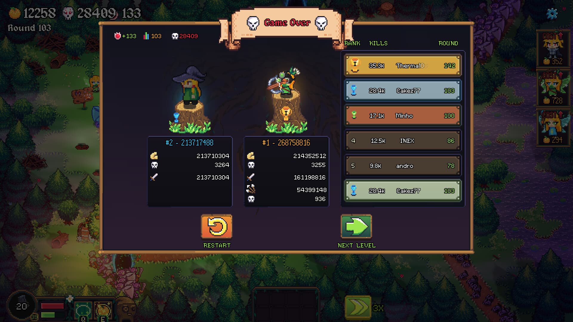 Tangy TD item and build interaction screenshot