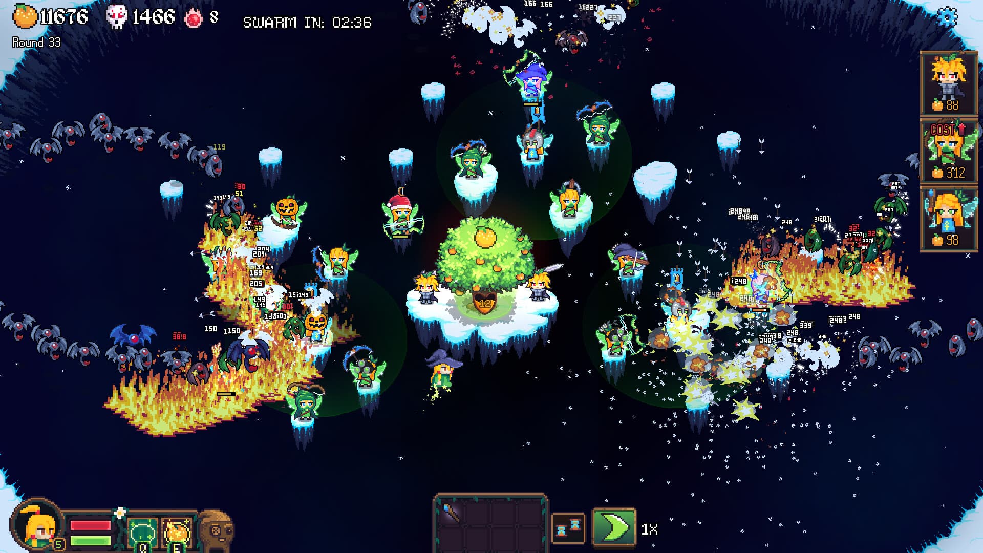 Tangy TD gameplay screenshot: Stack items into wild tower combinations